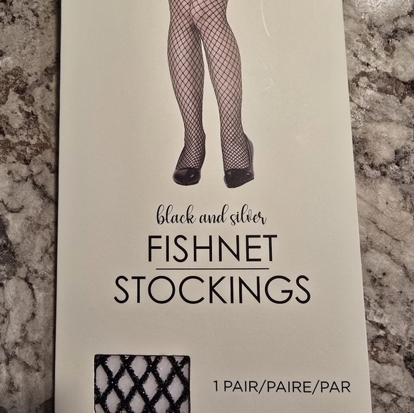 NEW Ladies Black and Silver Fishnet Stockings - Picture 2 of 4